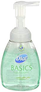 Dial 1325977 Basics Hypoallergenic Foaming Hand Lotion Soap Manual Pump, 7.5oz Bottle (Pack of 8)