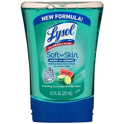 Lysol No-Touch Hand Soap Refill, Hydrating Cucumber & Watermelon, 8.5 oz (Pack of 8)