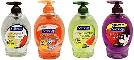 Softsoap Liquid Hand Soap Variety Set, 11.25 Ounce (Crisp Clean, Coconut and Warm Ginger, Black Raspberry and Vanilla, Crisp Cucumber and Melon)