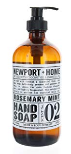 Newport + Home Hand Soap, Rosemary Mint 16 oz, Infused w/Coconut Oil & Essential Oil by Home and Body Co