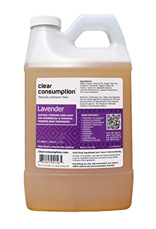 0.5 Gallon (64 oz) Lavender Clear Consumption Natural Foaming Hand Soap Refill - For Commercial & Personal Foaming Soap Dispensers