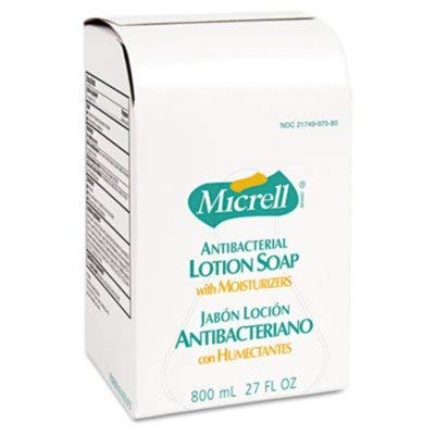 GOJO 975712CT MICRELL Antibacterial Lotion Soap Refill, Liquid, Light Scent, 800 mL (Case of 12)