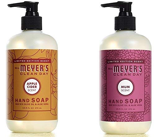 Mrs. Meyers Autumn Hand Soap Bundle: 2 items - (1) Mrs. Meyers Mum Hand Soap, (1) Mrs. Meyers Apple Cider Hand Soap