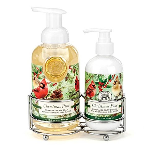 Michel Design Works Scented Foaming Hand Soap and Lotion Caddy Gift Set, Christmas Pine