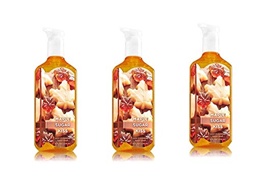 Lot of 3 Bath & Body Works Maple Sugar Kiss Deep Cleansing Hand Soap 8 Fl Oz Each (Maple Sugar Kiss)