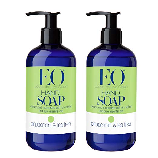 EO Botanical Peppermint and Tea Tree Liquid Hand Soap With Peppermint and Tea Tree Essential Oils, Chamomile, Calendula, Aloe and White Tea Extracts and Vitamin E, 12 oz (Pack of 2)