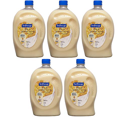 Softsoap nQjeoB Liquid Hand Soap Refill, Milk & Golden Honey, 56 Fluid Ounce (5 Pack)