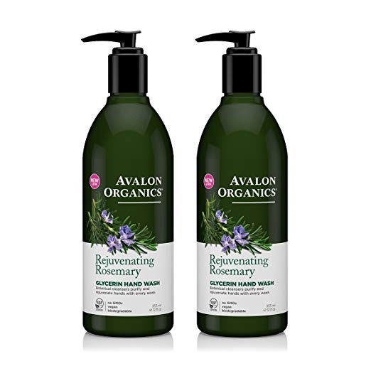 Avalon Organics Glycerin Hand Soap Rosemary With Organic Rosemary Essential Oil, Panthenol, Organic Aloe and Vitamin E, 12 fl oz (355 ml) (Pack of 2)