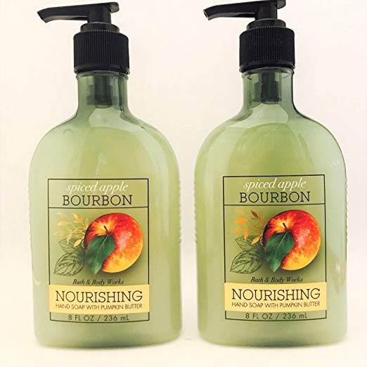 Set of 2 Bath and Body Works Spiced Apple Bourbon Nourishing Hand Soaps with Pumpkin Butter Fall 2017 Collection