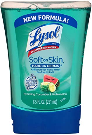 Lysol No-Touch Hand Soap, Hydrating Cucumber & Watermelon Splash, 1 Refill, 8.5 oz (Pack of 12)