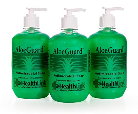 Healthlink AloeGuard 7760 Moisturizing Antimicrobial Soap, 18 oz, Aloe Vera Infused, PCMX, Light Floral Scent (3-Pack)