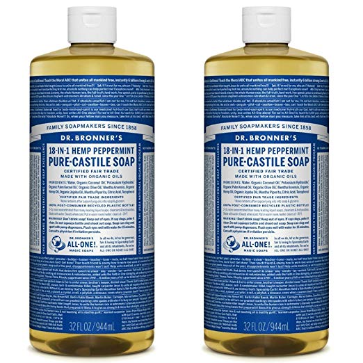 Dr. Bronner's Pure-Castile Soap - Peppermint, 32 oz (Pack of 2)