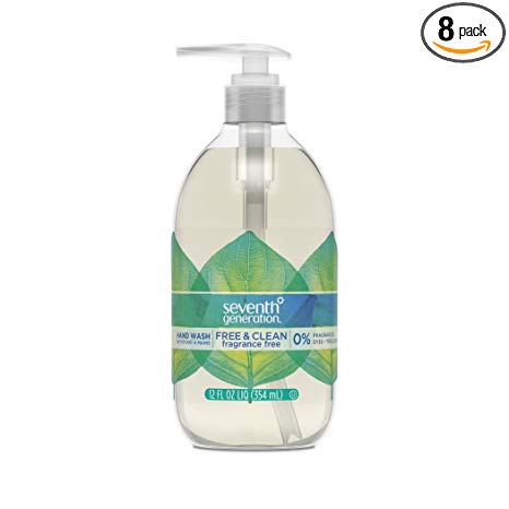 Seventh Generation Hand Wash Soap, Free & Clean Unscented, 12 Fl Oz, (Pack of 8) (Pack May Vary)