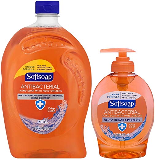 Softsoap Antibacterial Hand Soap, Crisp Clean, 56 Oz Refill + 7.5 Oz Pump Bottle