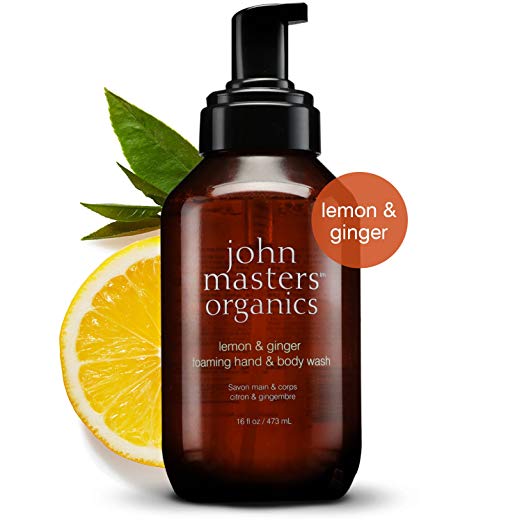 John Masters Organics - Lemon & Ginger Foaming Hand Soap & Body Wash - Gentle Moisturizing Cleanser, Soften Skin for Men & Women with Dry & Sensitive Skin - 16 oz