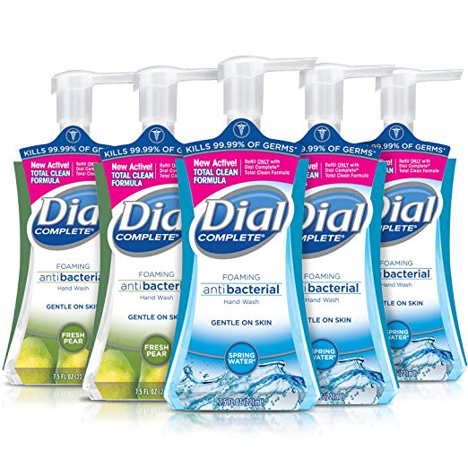 Dial Complete Antibacterial Foaming Hand Soap, 2-Scent Variety Pack, 7.5 Fluid Ounces Each (Pack of 5)