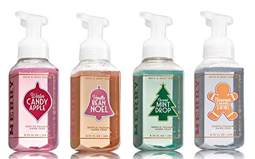 Bath and Body Works Holiday Favorite 4 Pack Foaming Hand Soap ( Winter Candy Apple, Vanilla Bean Noel, Coconut Mint Drop Cinnamon Caramel Swirl )