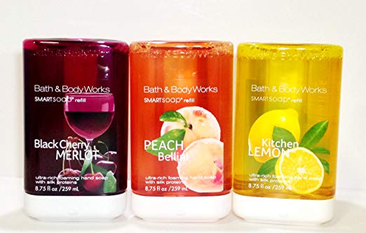 Bath and Body Works Smart Soap Refills - SmartSoap Classic Favorites Trio ( Kitchen Lemon + Black Cherry Merlot + Peach Bellini ) THREE Foaming SmartSoap Hand Soap Dispenser Refills (8.75 fl oz each)