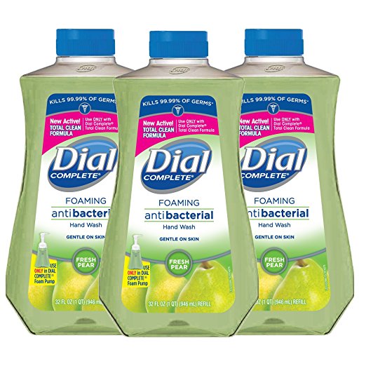 Dial Complete Antibacterial Foaming Hand Soap Refill, Fresh Pear, 32 Fluid Ounces (Pack of 3)