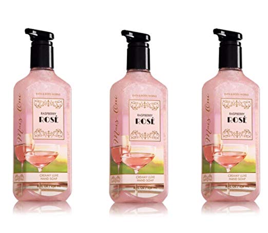 Set of 3 Bath & Body Works Raspberry Rose Creamy Luxe Hand Soap 8 fl.oz Each