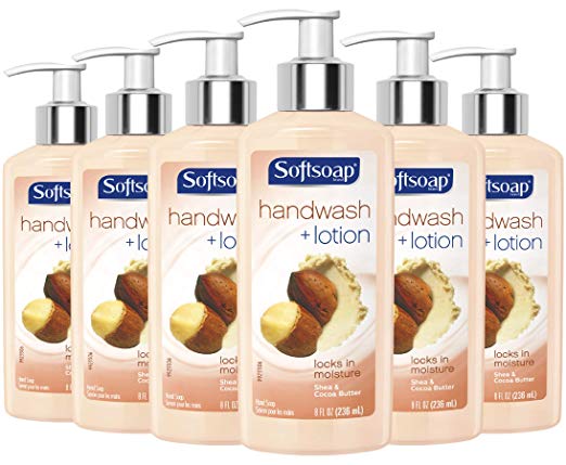 Softsoap Hand Wash Plus Lotion Pump, Shea and Cocoa Butter - 8 fluid ounce (6 Pack)