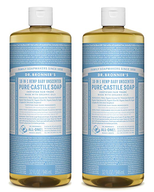 Dr. Bronner's Pure-Castile Liquid Soap Value Pack - Baby Unscented 32oz. (2 Pack)