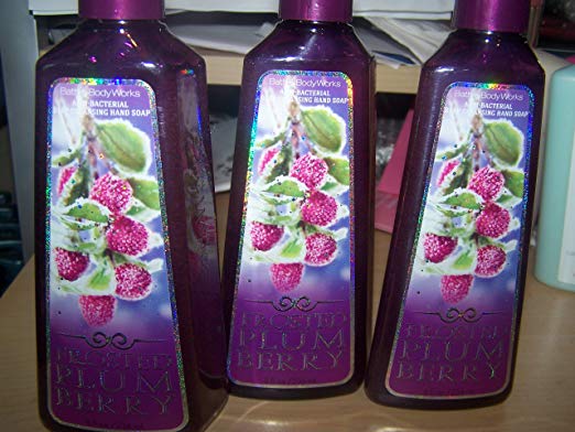 Lot of 3 Bath & Body Works Frosted Plum Berry Deep Cleansing Anti Bacterial Hand Soap 8 Fl Oz Each (Frosted Plum Berry)