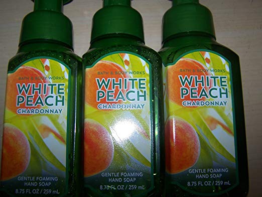 Lot of 3 Bath & Body Works White Peach Chardonnay Gentle Foaming Hand Soap 8.75 Oz Each (White Peach Chardonnay)