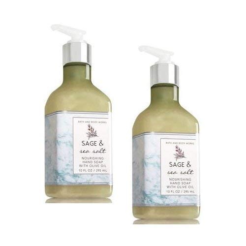 Set of 2 Bath and Body Works Sage and Sea Salt Hand Soap with Olive Oil 10 Ounce Each Retired Scent