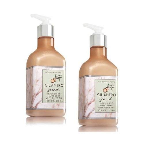 Bath and Body Works 2 Pack Cilantro Peach Hand Soap with Olive Oil. 10 Oz