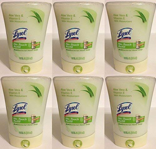 Lysol No-Touch Hand Soap Refill - Antibacterial - Aloe Vera & Vitamin E - Net Wt. 8.5 FL OZ (251 mL) Each - Pack of 6 by Lysol