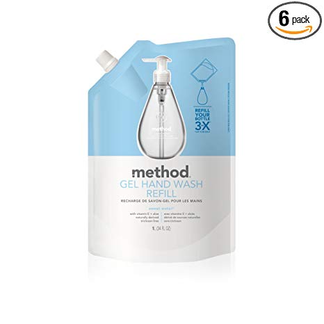 Method Gel Hand Soap Refill, Sweet Water, 34 Ounce (Pack 6)