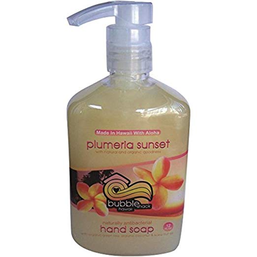 Hawaii Bubble Shack Hand Soap 4 Bottles 12 oz. Each Plumeria Sunset