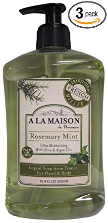 A La Maison de Provence Liquid Soap, Rosemary Mint, 16.9-Ounce Bottles (Pack of 3)