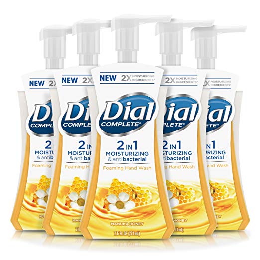 Dial Complete 2 In 1 Moisturizing & Antibacterial Foaming Hand Wash, Manuka Honey, 5 Count