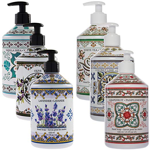 3 Pack Fruits & Flowers Liquid Hand Soap 21oz Pump Dispenser Bottles Bathroom Sink Bundle