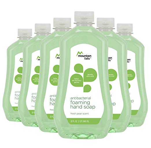 Mountain Falls Antibacterial Foaming Hand Soap Refill Bottle, Fresh Pear, 32 Fluid Ounce (Pack of 6)