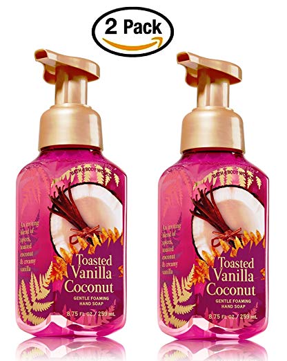 Bath & Body Works Toasted Vanilla Coconut Hand Soap - Pack of 2 Toasted Vanilla Coconut Scent Gentle Foaming Holiday Hand Soaps