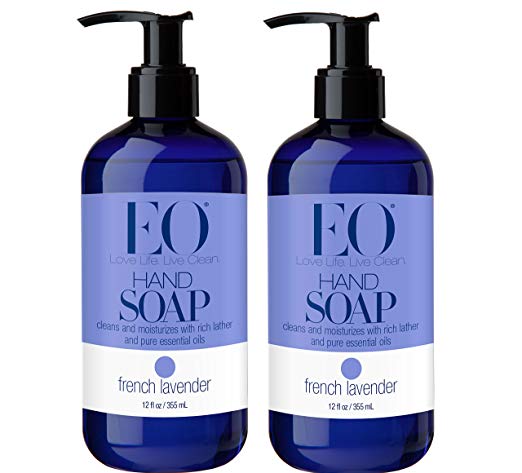 EO French Lavender Liquid Hand Soap With Nutrient-Rich Botanical Extracts, Vitamin E, Coconut and Lavender, 12 fl. oz. (Pack of 2)