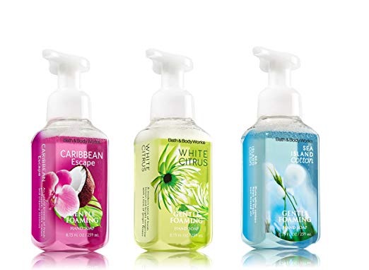 Bath and Body Works ISLAND TRIO----- Variety 3 Pack of Foaming Hand Soap ----- includes 1 White Citrus, 1 Caribbean Escape, & 1 Sea Island Cotton