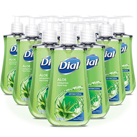 Dial Antibacterial Liquid Hand Soap, Aloe, 7.5 Fluid Ounces (Pack of 12)