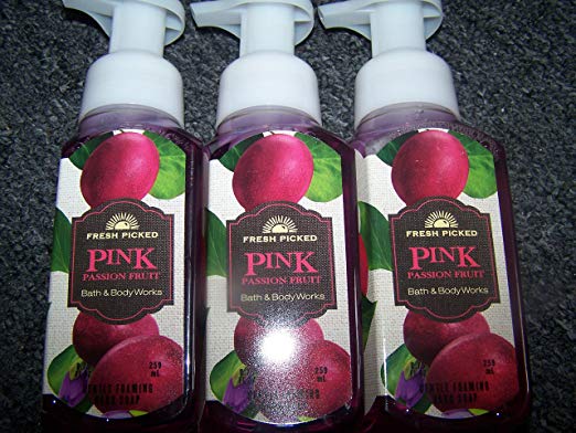 Lot of 3 Bath & Body Works Fresh Picked Pink Passion Fruit Gentle Foaming Hand Soap 8.75 Fl Oz Each (Pink Passion Fruit)