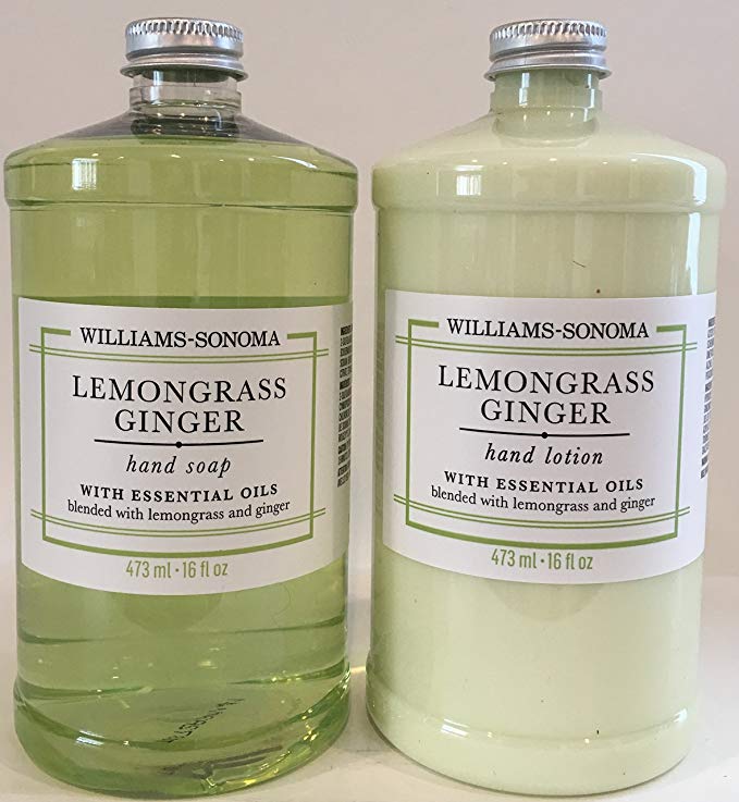 Williams-Sonoma Hand Lotion and Hand Soap Duo Lemongrass Ginger 16 Fl Oz / Fast Shipping