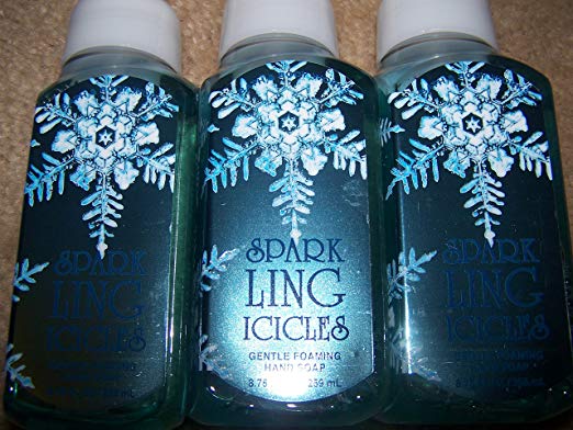 Lot of 3 Bath & Body Works Sparkling Icicles Gentle Foaming Hand Soap 8.75 Fl Oz Each (Sparkling Icicles)